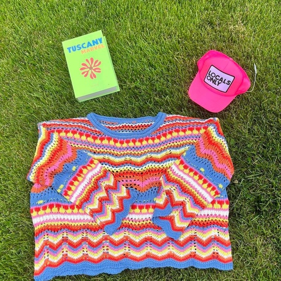 multicolor striped knit beach sweater - Picture 2 of 4